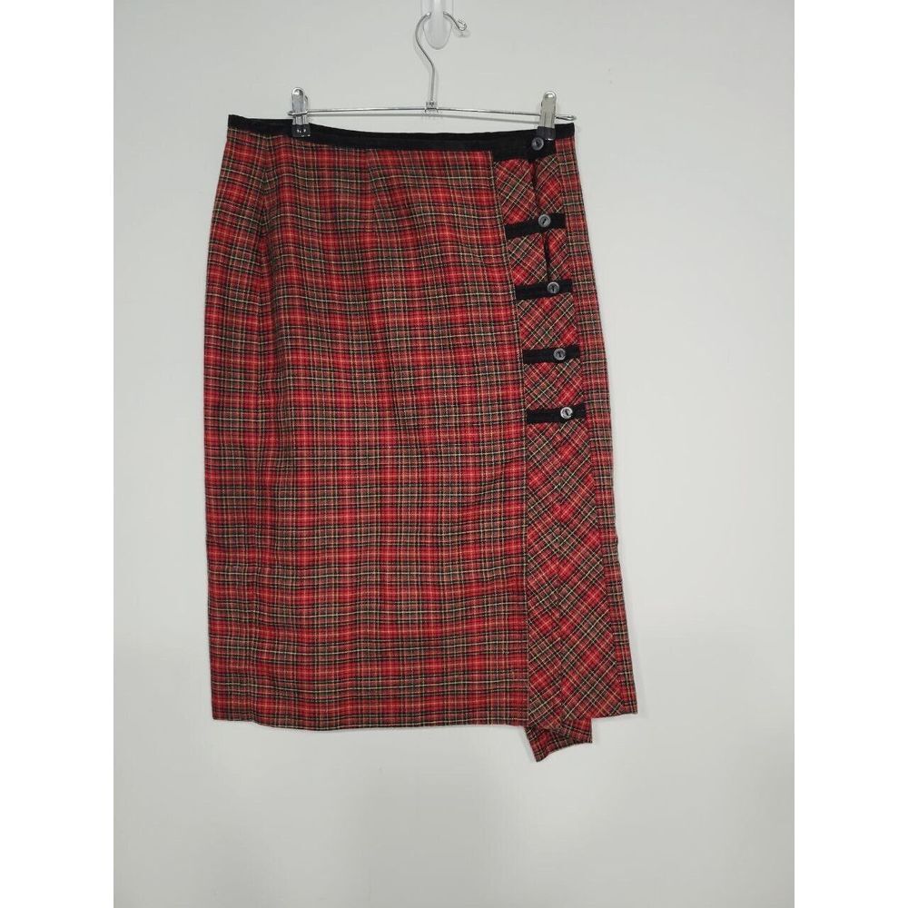 Sun River Clothing Co. Vintage Plaid Midi Skirt With Side Buttons Women's Large